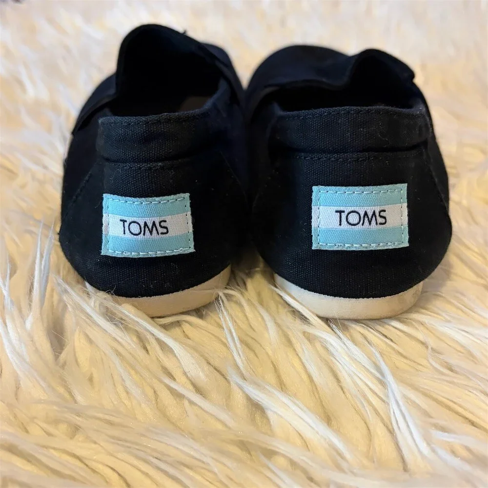 TOMS Alpargata Classic Womens Flats Black Slip-On Espadrilles Size 8